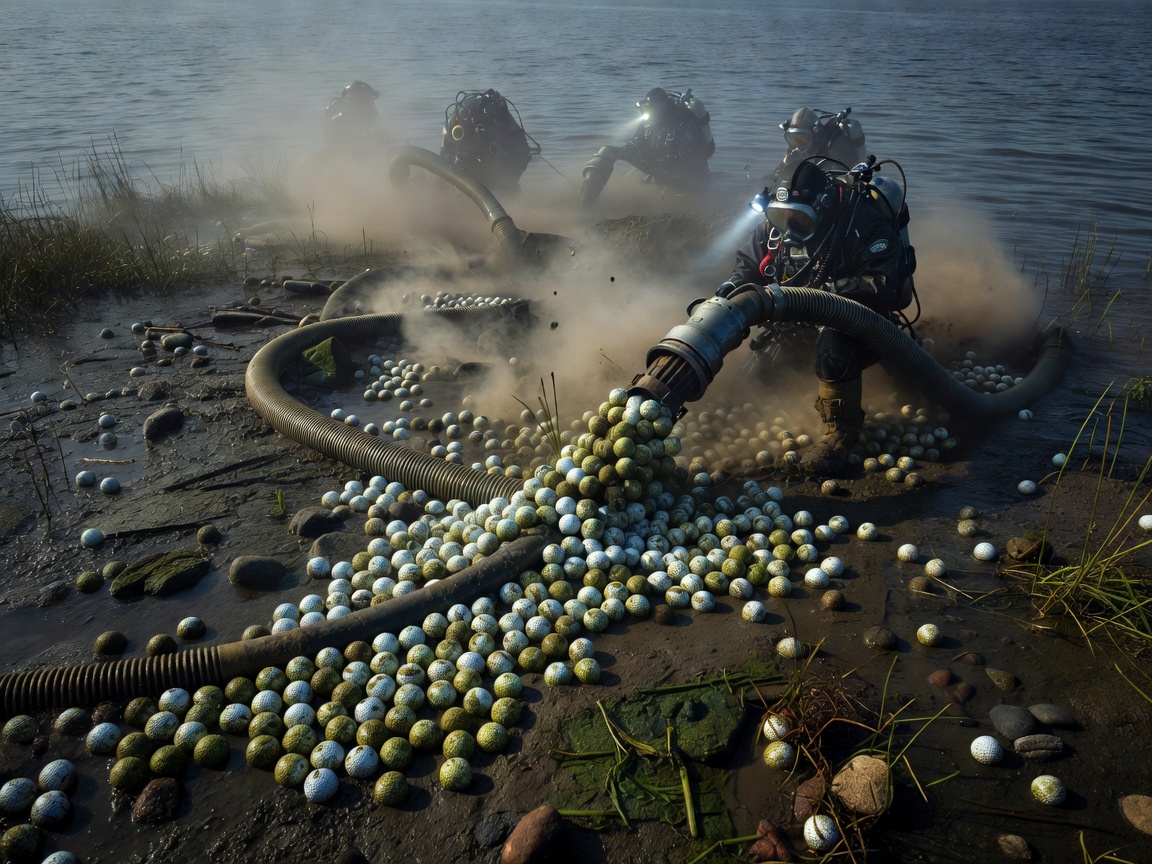 Underwater scene representing commercial golf-ball recovery